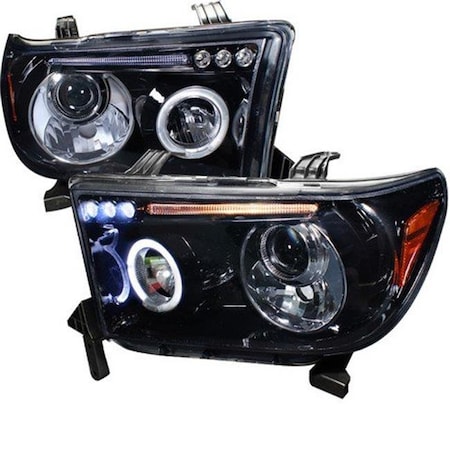 Overtime Smoke Gloss Black Housing Projector Headlights for 07 to 11 Toyota Tundra; 17 x 18 x 22 in. OV126231